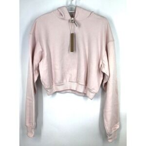 SKIMS Ballet Pink Shrunk Cropped Pullover Hoodie Cotton Fleece Women's Medium
